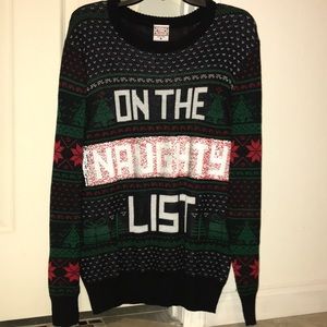 “on the naughty/nice list” ugly christmas sweater